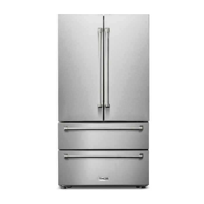 Thor Kitchen Package - 36" Induction Cooktop, Range Hood, Microwave, Refrigerator, Dishwasher, Wine Cooler, AP-TIH36-W-6