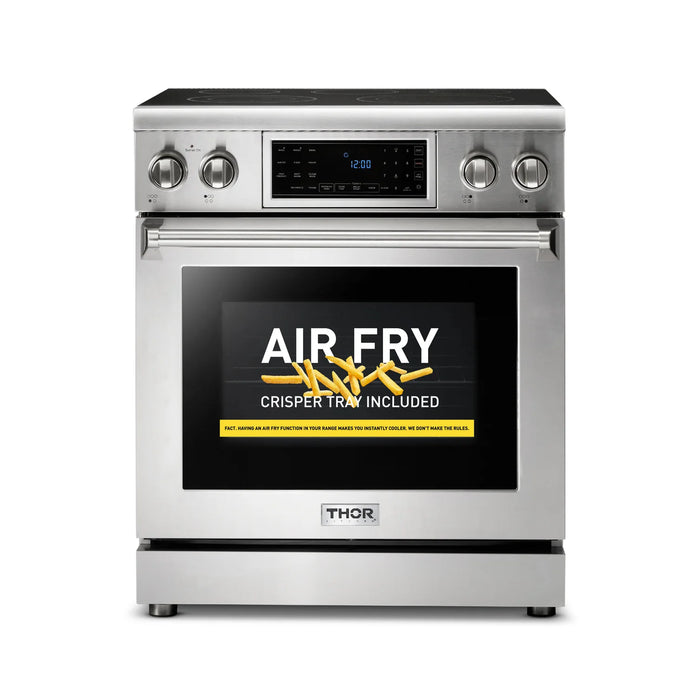 Thor Kitchen Package - 30" Electric Range, Range Hood, Refrigerator, Dishwasher, Wine Cooler, AP-TRE3001-W-3