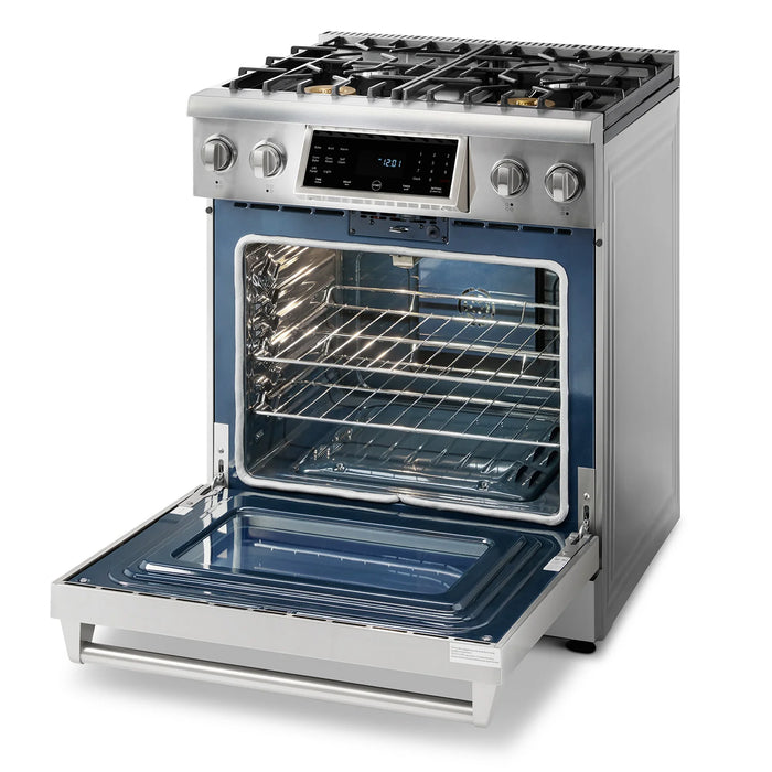 Thor Kitchen Package - 30" Propane Gas Range, Microwave, Refrigerator with Water and Ice Dispenser, Dishwasher, AP-TRG3001LP-12