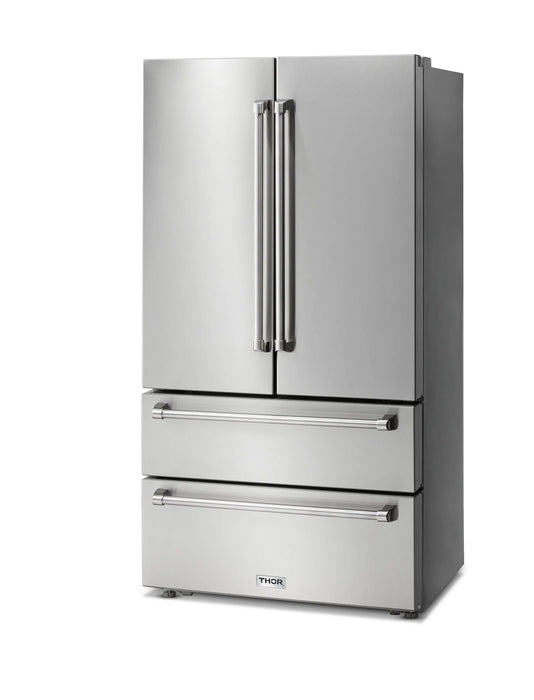 Thor Kitchen Package - 36" Gas Range, Range Hood, Microwave, Refrigerator, Dishwasher, Wine Cooler, AP-TRG3601LP-C-6
