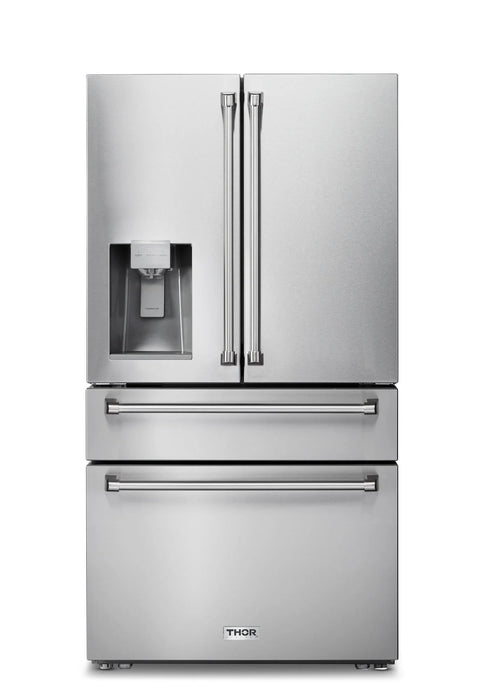 Thor Kitchen Package - 48" Propane Gas Range, Range Hood, Refrigerator, Dishwasher, Wine Cooler, Microwave, AP-LRG4807ULP-W-10