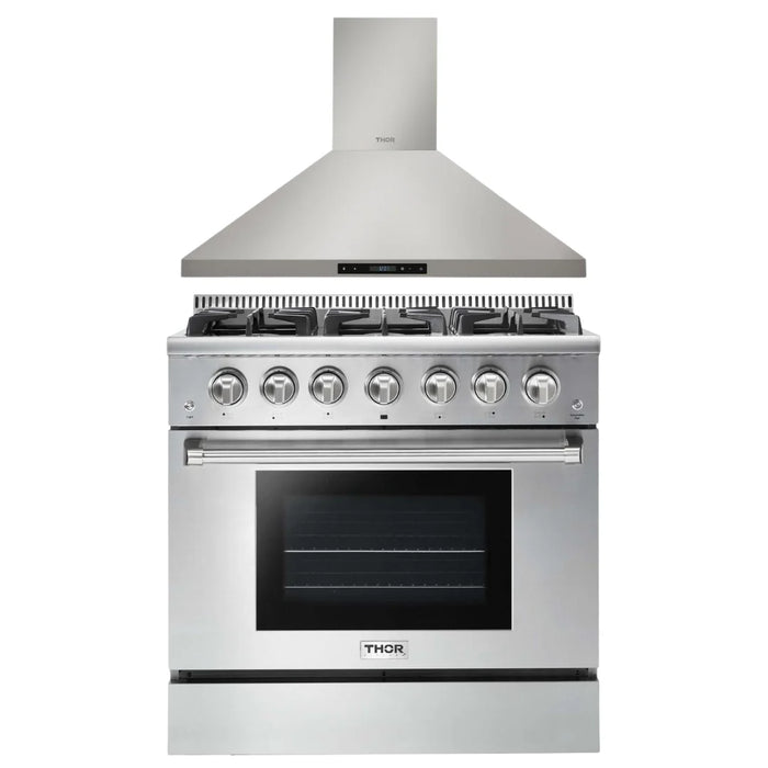 Thor Kitchen 36" Gas Range & 36" Range Hood Package, AP-HRG3618U