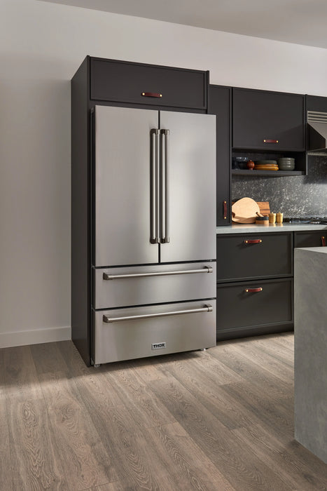 Thor Kitchen Package - 36" Gas Range, Range Hood, Refrigerator, Dishwasher, AP-TRG3601-3