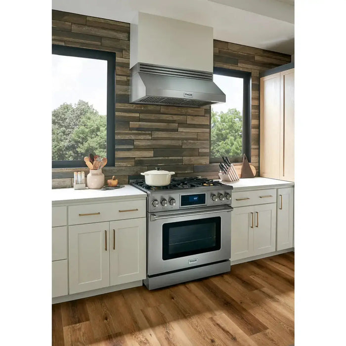 Thor Kitchen 36 Inch Air Fry and Self-Clean Professional Gas Range, TRG3601
