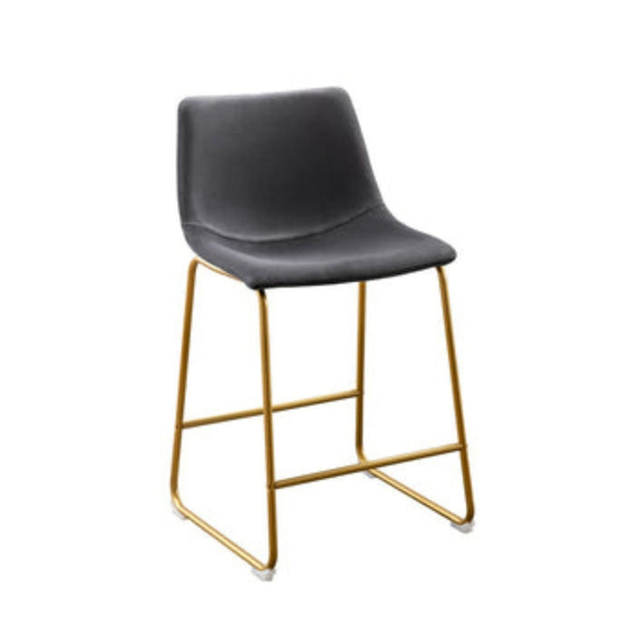 Best Quality Furniture Chair - Dark Grey Velvet and Polished Gold Color Iron Base