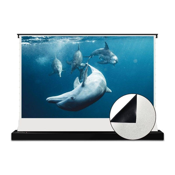 VIVIDSTORM S: Motorized Tension Floor Rising Projector Screen in White Cinema Perforated