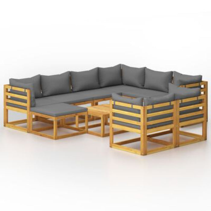 vidaXL 10-Piece Acacia Wood Garden Lounge Set: Expert Craftsmanship