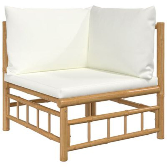 vidaXL 10-Piece Outdoor Lounge Set: Cream White with Bamboo Frame