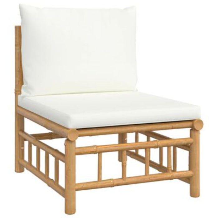 vidaXL 10-Piece Outdoor Lounge Set: Cream White with Bamboo Frame