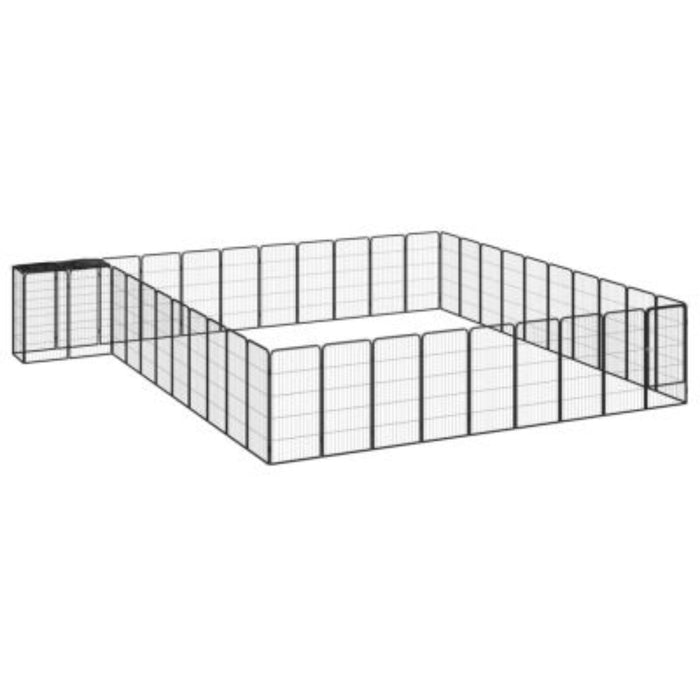 vidaXL 42-Panel Black Dog Playpen - XL Steel Enclosure 216.5" x 196.9" x 39.4