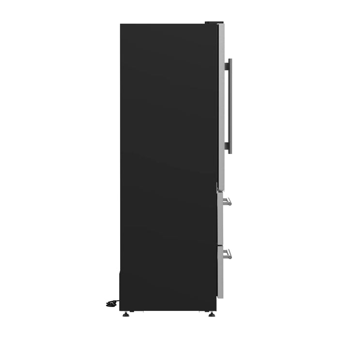 FORNO Campania 32" 120 Bottle Triple Zone French Door Wine Cooler with 2 Beverage Drawers, FWCDR6635-32S