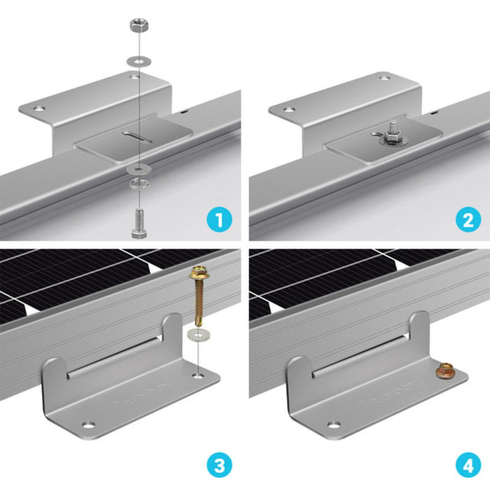 Renogy Solar Panel Mounting Z Bracket Mount Supporting for RV, Roof, Boat, Set of 4 Units