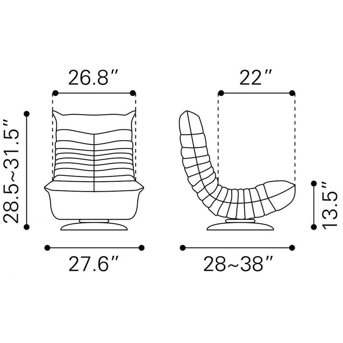 Zuo Blue Swivel Chair - Down Low Design for Stylish Seating