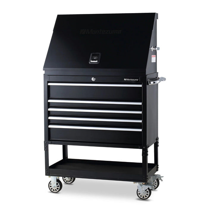 Steel Montezuma Utility Cart with 5 drawers, measuring 36" x 18"