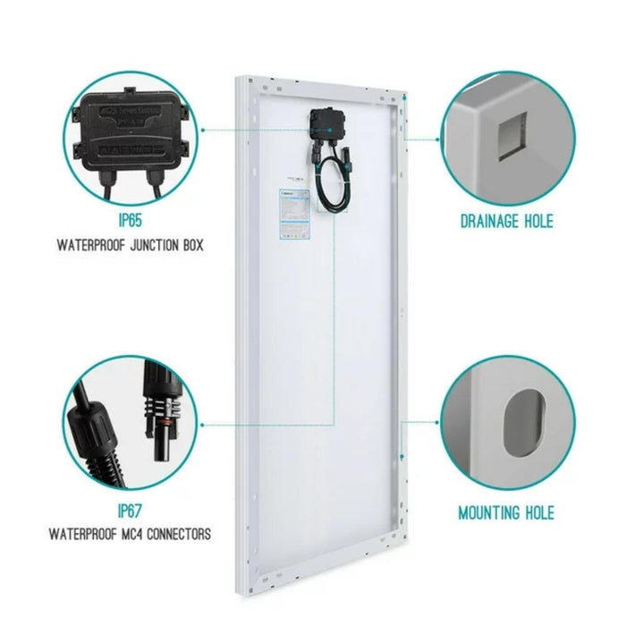 Renogy 100W 12V Monocrystalline Solar Starter Kit w/Wanderer 30A Charge Controller