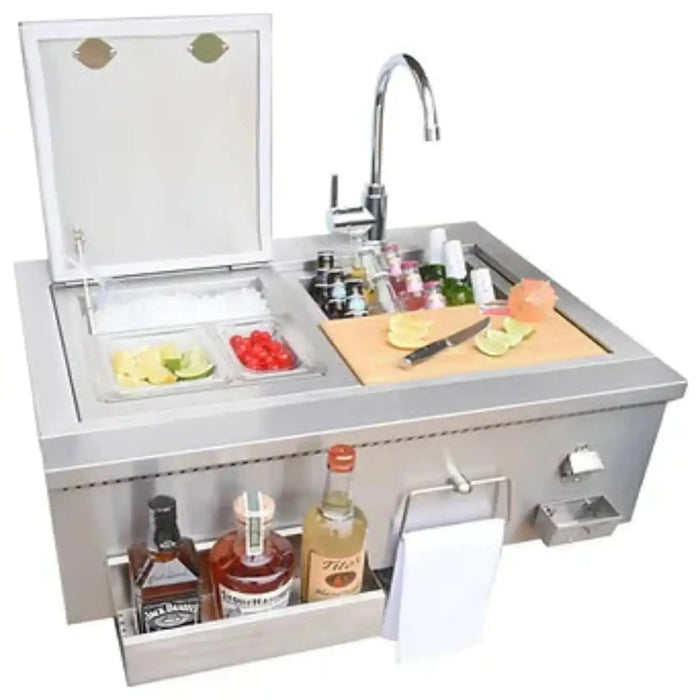 KoKoMo 30-Inch Built-In Bartender Cocktail Station with Sink, Bottle Opener, and Ice Chest