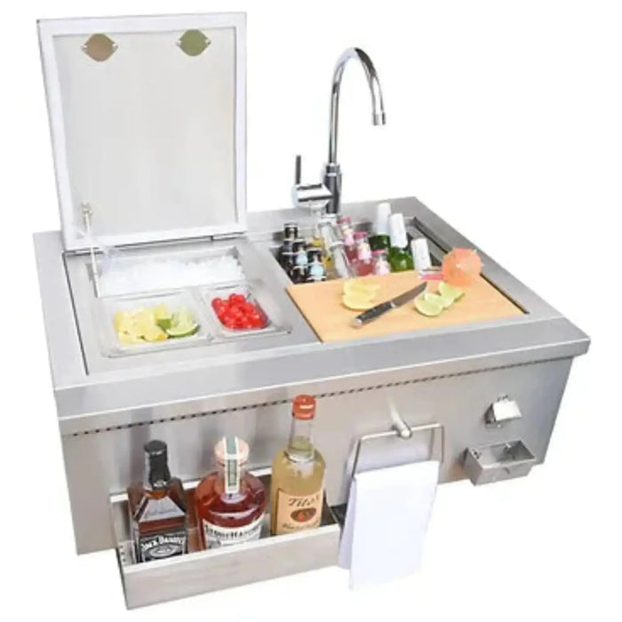 KoKoMo 30-Inch Built-In Bartender Cocktail Station with Sink, Bottle Opener, and Ice Chest