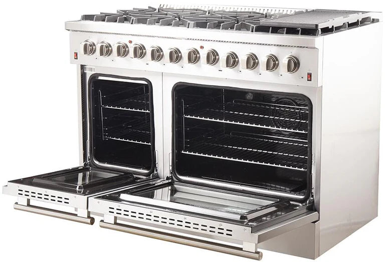 Forno Appliance Package - 48" Dual Fuel Range, Dishwasher, 48" Refrigerator, Microwave Drawer, AP-FFSGS6156-48-12