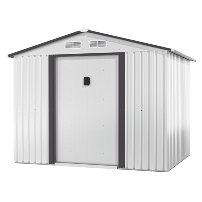 Jaxpety 8x6 ft Metal Shed for Outdoor Storage, Lawn Equipment House with Lockable Sliding Door