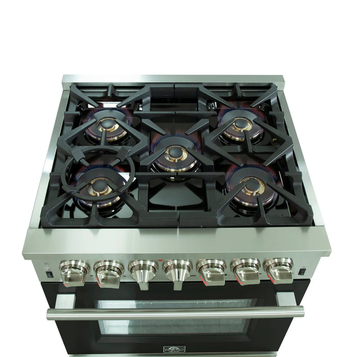 Forno Capriasca - 30" Dual Fuel Range in Black