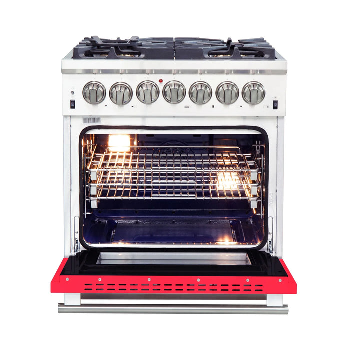 Forno Capriasca - 30" Dual Fuel Range in Red