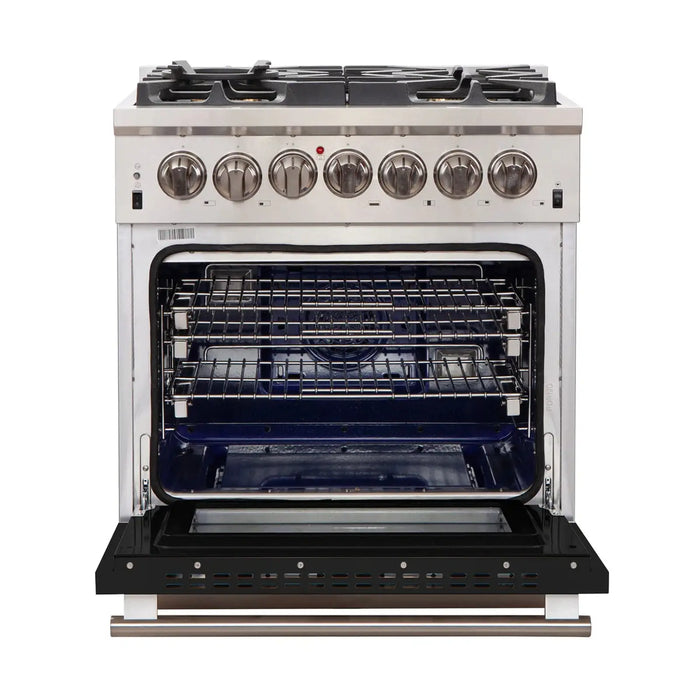 Forno Capriasca - 30" Gas Range and Convection Oven in Black