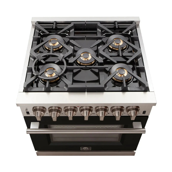 Forno Capriasca - 30" Gas Range and Convection Oven in Black