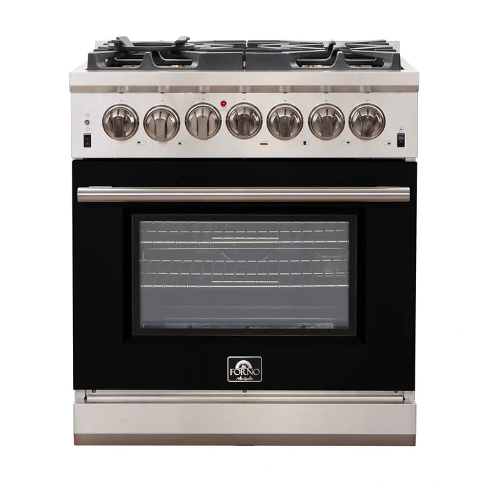 Forno Capriasca - 30" Gas Range and Convection Oven in Black