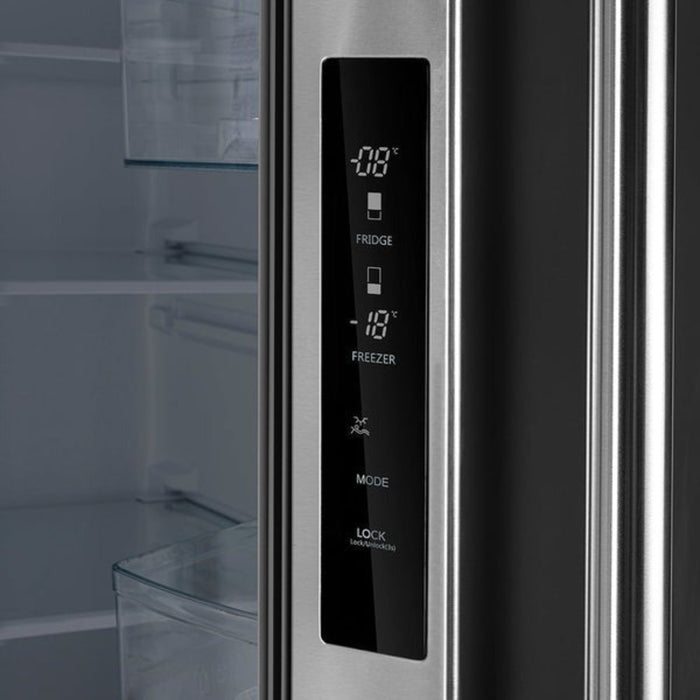 Forno 30-inch French Door Refrigerator featuring a Bottom Freezer, with a 17.5 Cu.Ft. Capacity. Stainless Steel construction