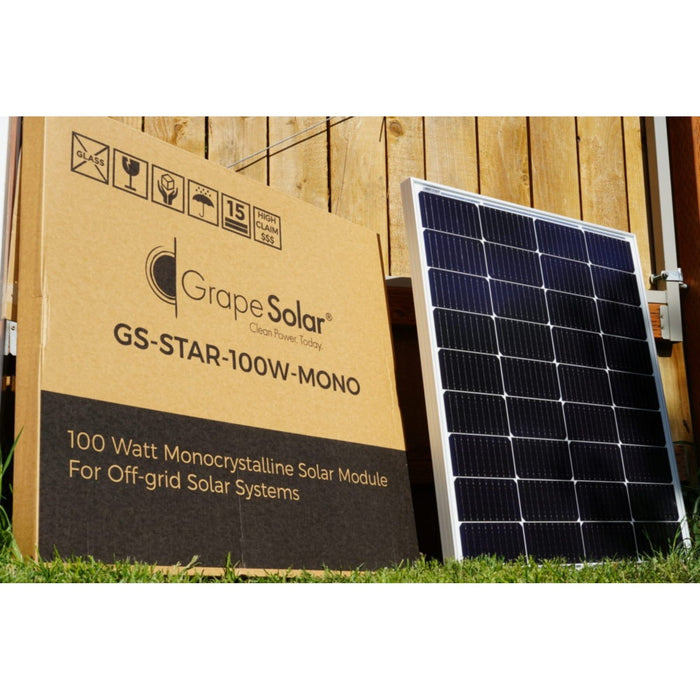 Grape Solar 100W Monocrystalline Panel for RVs, Boats, and 12V Systems