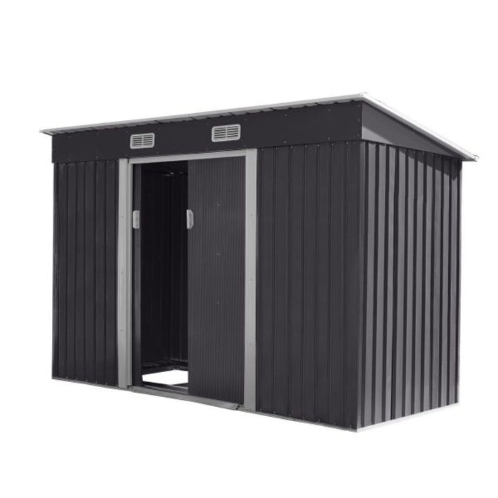 Jaxpety 4.2' x 9.1' Metal Storage Building Shed, Outdoor Garden Storage Shed for Backyard Lawn with Sliding Door, Available in 3 Colors