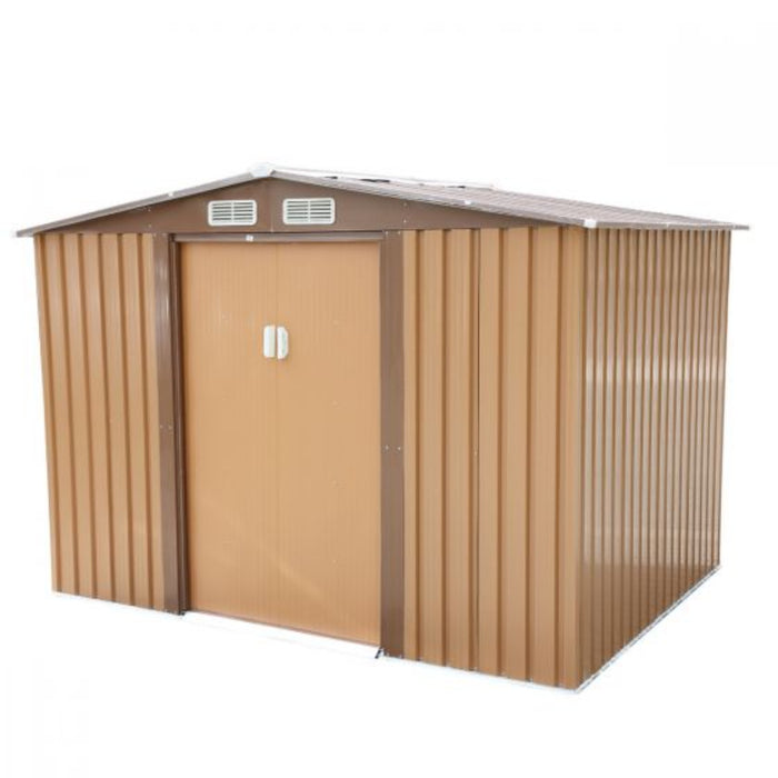 Jaxpety 8x6 ft Metal Shed for Outdoor Storage, Lawn Equipment House with Lockable Sliding Door