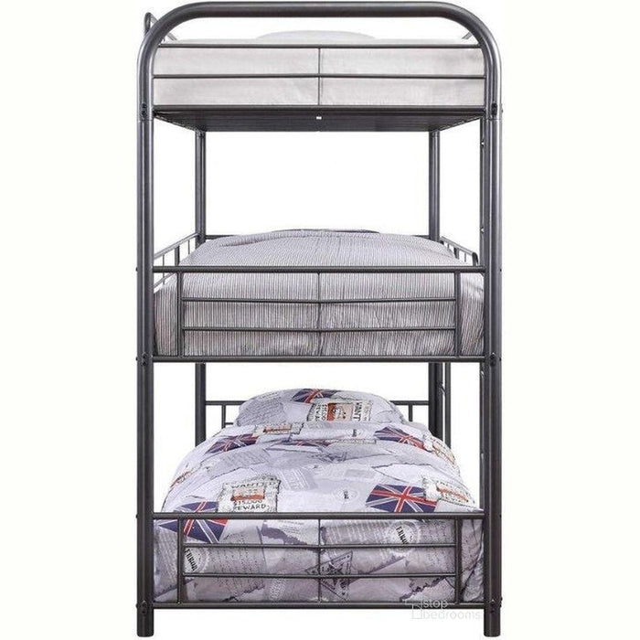 Gunmetal Metal Triple Bunk Bed - Twin | Homeroots 42x79x74