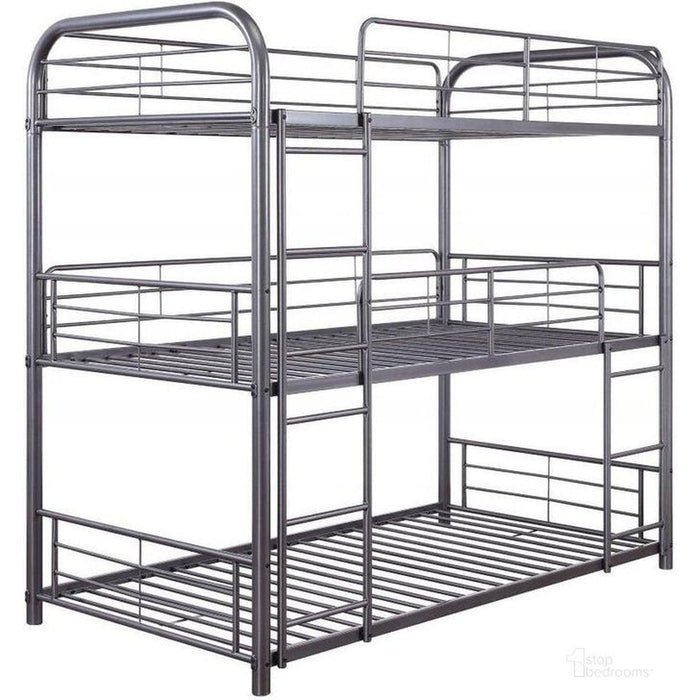 Gunmetal Metal Triple Bunk Bed - Twin | Homeroots 42x79x74