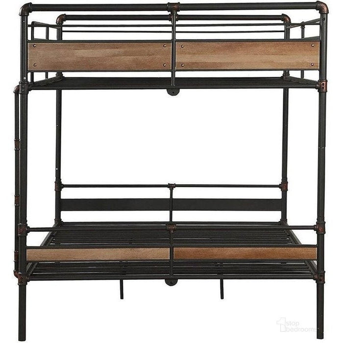 Hand Brushed Queen Over Queen Bunk Bed - 83" x 65" x 68" - Sandy