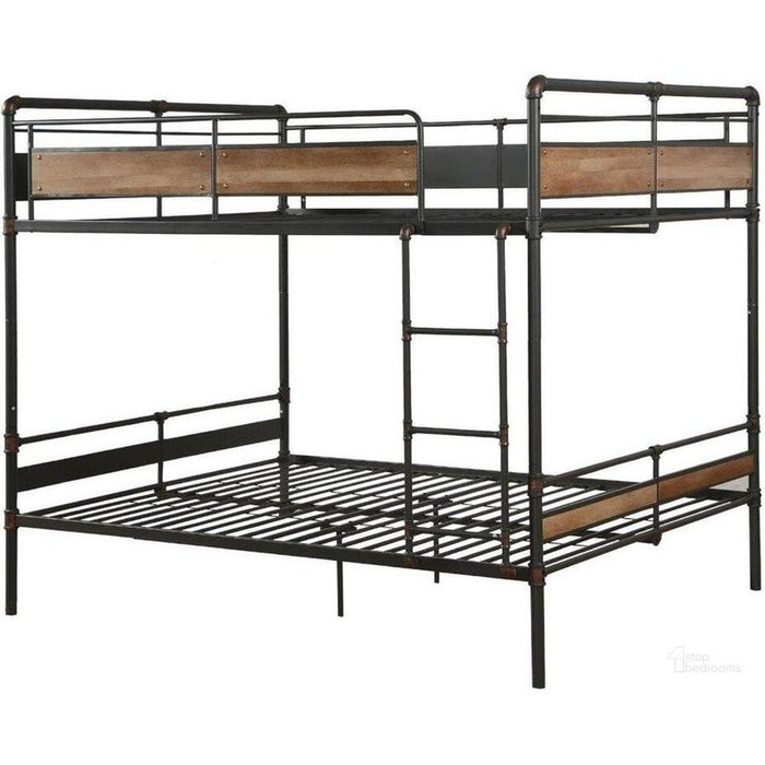 Hand Brushed Queen Over Queen Bunk Bed - 83" x 65" x 68" - Sandy