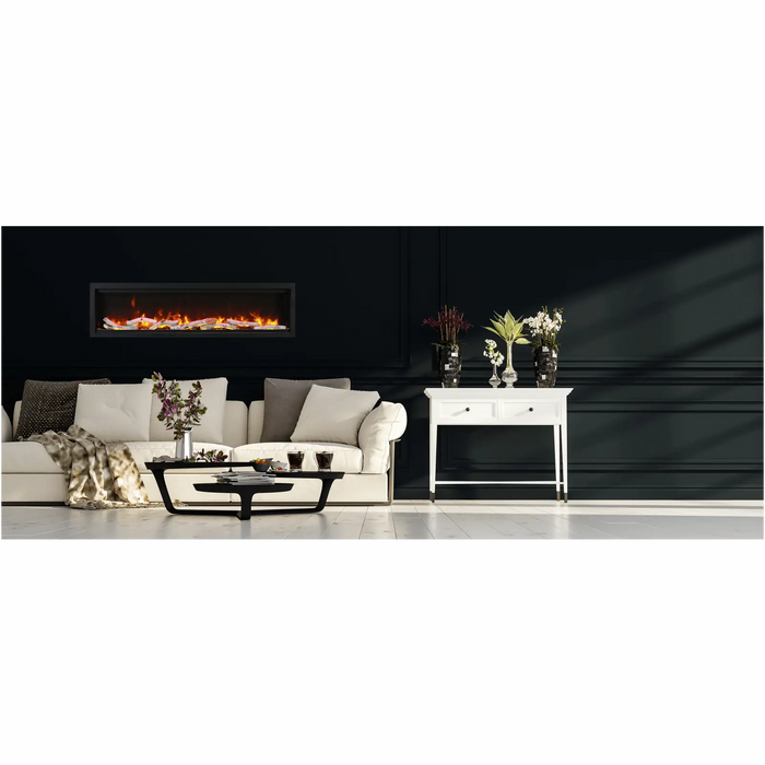 Amantii Symmetry Smart Electric Fireplace: Sleek Design with Logs and Glass