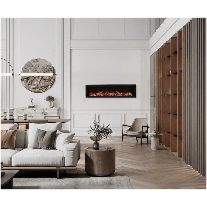 Amantii Symmetry Smart Electric Fireplace: Sleek Design with Logs and Glass