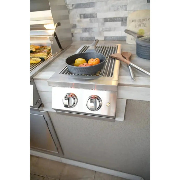 KoKoMo Grills' Professional Double Side Burner featuring a detachable cover.