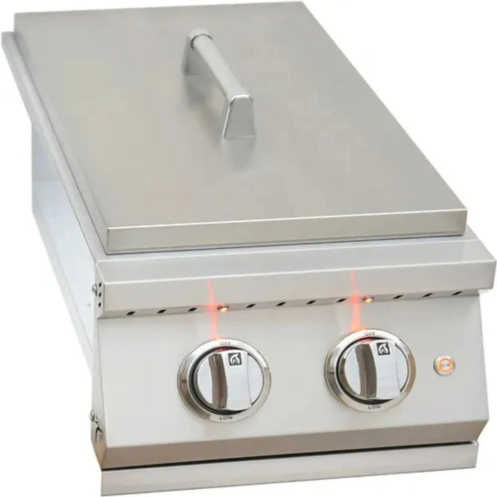 KoKoMo Grills' Professional Double Side Burner featuring a detachable cover.