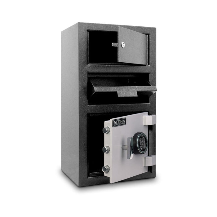 MESA 0.8 Cubic Foot Key Lock Depository Safe - All Steel - Two-Tone Black & Grey