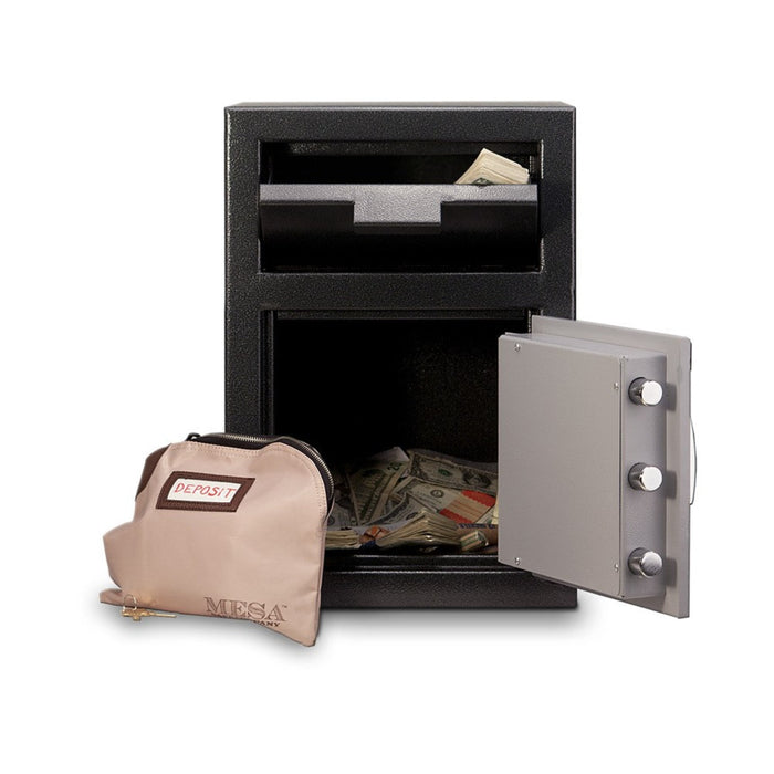 MESA 0.8 Cubic Foot Electronic Lock Depository Safe - All Steel - Two-Tone Black/Grey