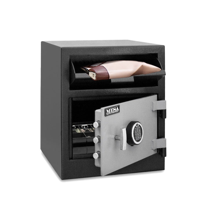 MESA 1.9 Cubic Foot Electronic Lock Depository Safe - All Steel - Two-Tone Black/Grey