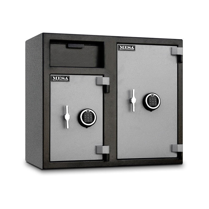 MESA 6.7 Cubic Foot Two Electronic Lock Depository Safe - All Steel - Two-Tone Black & Grey