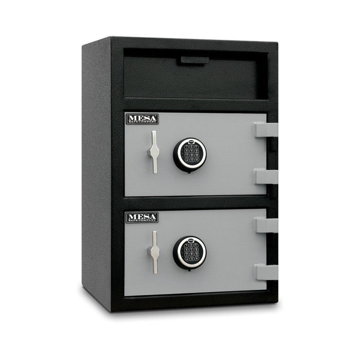 MESA 3.6 Cubic Foot Two Electronic Lock Depository Safe - All Steel - Two-Tone Black & Grey