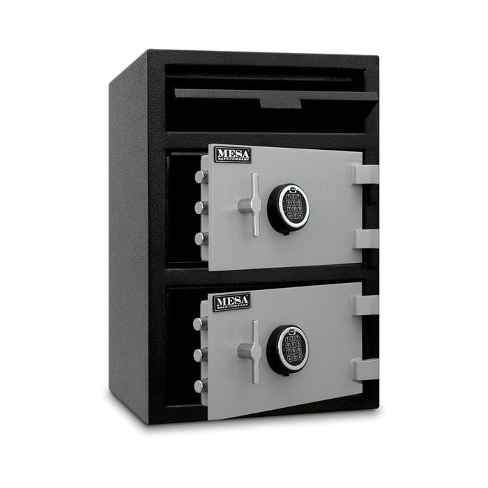 MESA 3.6 Cubic Foot Two Electronic Lock Depository Safe - All Steel - Two-Tone Black & Grey