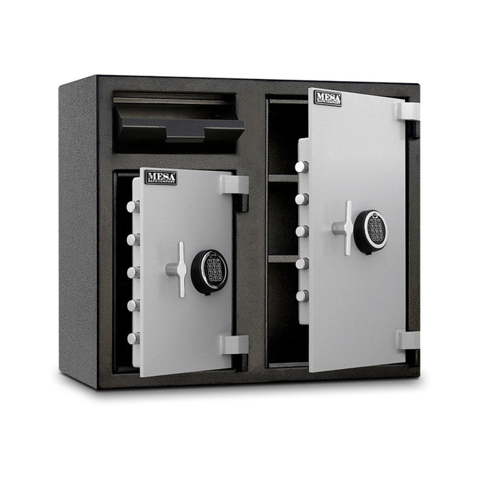 MESA 6.7 Cubic Foot Two Electronic Lock Depository Safe - All Steel - Two-Tone Black & Grey