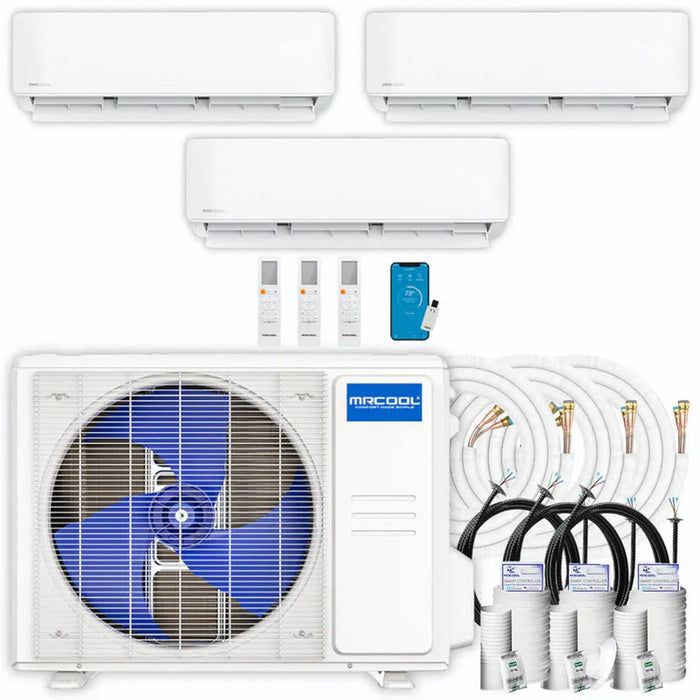 MRCOOL DIY Mini Split - 48,000 BTU 3 Zone Ductless Air Conditioner and Heat Pump with 16 ft. Install Kit, DIYM348HPW02C00