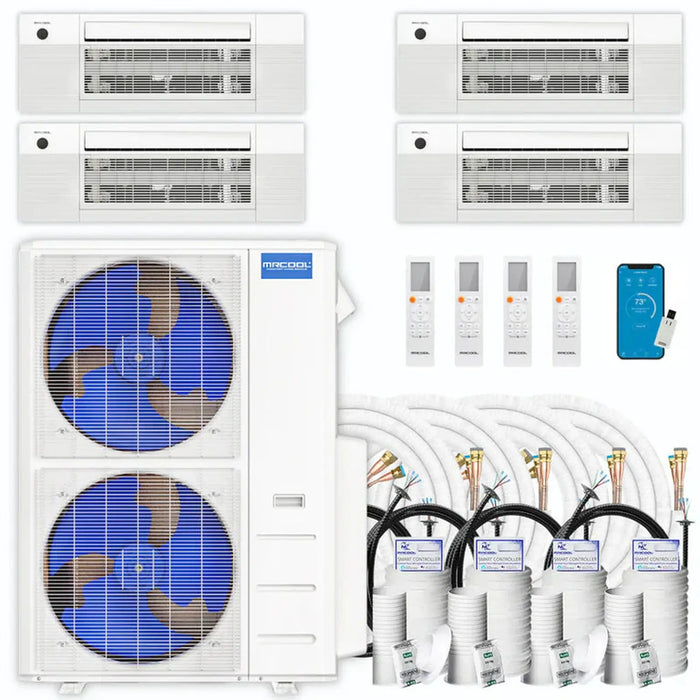 MRCOOL DIY Mini Split - 42,000 BTU 4 Zone Ceiling Cassette Ductless Air Conditioner and Heat Pump with 16 ft. Install Kit, DIYM448HPC02C00