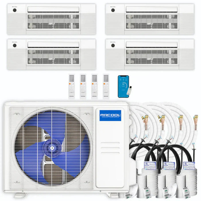 MRCOOL DIY Mini Split - 36,000 BTU 4 Zone Ceiling Cassette Ductless Air Conditioner and Heat Pump with 35 ft. Install Kit, DIYM436HPC00C140